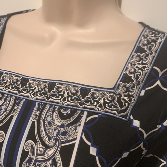 WHBM black blue geo print tunic/dress Sz XS - Picture 2 of 8